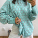 Round Neck Bee Sweater Autumn Winter Loose Lattice Pullover Sweater for Women-Mint-Fancey Boutique