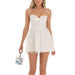 Summer Sweet Gentle Bow Backless Design Floral Sexy Hollow Out Cutout Out Camisole Dress-White-Fancey Boutique