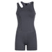 Casual Sports Asymmetric Shoulder Strap Hollow Out Cutout Solid Color Fitness Yoga Jumpsuit Shorts Women-Dark Grey-Fancey Boutique