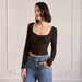 Simple Sexy T shirt Fall Winter Slim Backless Long Sleeves Beautiful Back Tank Top Women-Fancey Boutique