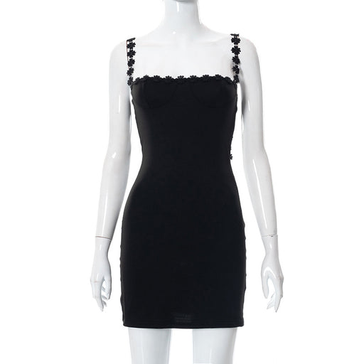 Color-Black-Women Clothing Spring Summer Lace Sling Slim Fit Sheath Dress for Women-Fancey Boutique