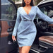 Women Clothing Retro Waist Controlled Slimming Long Sleeve Denim Dress-Fancey Boutique