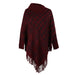 Color-Burgundy-Autumn Winter Shawl Cape Knitwear Sweater Half Open Collar Tassel Hem Coat-Fancey Boutique