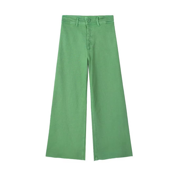 Color-Green-Spring Summer Women Clothing High Waist Solid Color Navy Straight Casual Denim Trousers-Fancey Boutique