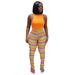 Color-fen huang se-Women Clothing Goods Color Stripes Knitted Hollow Out Cutout Jacquard Pile Pants Bell Bottom Pants-Fancey Boutique