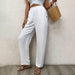 Solid Color Fastener Decoration Straight Casual Pants Office High Waist Wide Leg Trousers Women Pants-Fancey Boutique