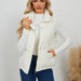 Women Clothing Autumn Winter Short Quilted Stand Collar Vest Coat Thick Waistcoat Vest Cotton-White-Fancey Boutique