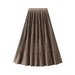 Color-Khaki-Mid Length Pleated Draping Skirt for Women Autumn Winter A line High Waist Skirt-Fancey Boutique