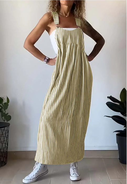 Summer Women Striped Overall Skirt-Yellow-Fancey Boutique