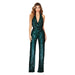 Color-Blackish Green-Summer Jumpsuit Women Sleeveless Halter Sequined Jumpsuit Women-Fancey Boutique