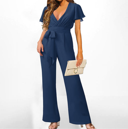 Color-Purplish Blue-Summer Street Hipster Women Clothing Straight Leg Pants Women Jumpsuit-Fancey Boutique