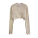 Winter Women Clothing Fashionable Metal Foil Short Knitwear-Khaki-Fancey Boutique