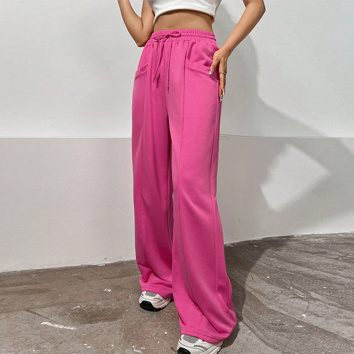 Sports Pants Women Loose Slimming Mop Straight Casual Trousers High Waist Wide Leg Pants Draping Sweatpants-Fancey Boutique