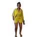 Women Sexy Solid Color Batwing Sleeve Shirt Loose Two Piece Set-Yellow-Fancey Boutique