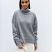 Color-Light Gray-Women Clothing Two Collared Sweater Loose European Turtleneck Autumn Winter Anti Pilling Sweater-Fancey Boutique