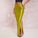 Women Summer Solid Color Personalized Bright Slit Slim Fitting Sheath Long Skirt-Fancey Boutique