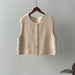 Gentle Single Breasted round Neck Knitted Vest Women Winter Loose Waistcoat Top-Apricot-Fancey Boutique