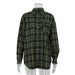 Color-Green-Lattice Shirt Fall Women Clothing Retro Plaid Outer Wear Loose Shirt-Fancey Boutique