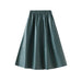 Color-Blue-Artificial Leather Retro Leather Skirt Mid Length Skirt Women High Waist A Line Skirt Long Skirt Elegant Umbrella Skirt-Fancey Boutique