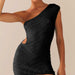 Sleeveless One Shoulder Sexy Knitted Dress Hollowed Out Mini Sheath Summer Skinny Short Dress-Fancey Boutique