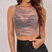 Color-Summer Letter Graphic Printed Vest T Base See Through Inner T Shirt Sleeveless Round Neck-Fancey Boutique