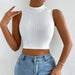 Women Clothing Pullover round Neck Sleeveless Cropped Short Vest Women Summer Outer Wear Inner Wear Micro Backless Top-White-Fancey Boutique