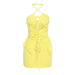 Color-Yellow-Women Clothing Summer Halter Lace up Sexy Backless Slim Fit Hip Skirt Set-Fancey Boutique