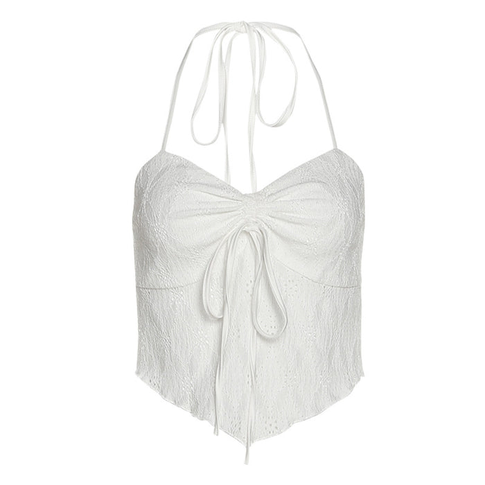 Color-White-Summer Trends Women Sling off-Shoulder Backless Slim Fit Strap Inner Vest-Fancey Boutique