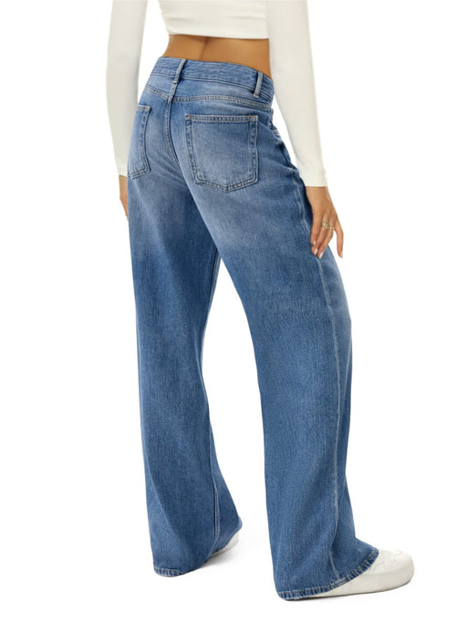 Horse Riding Loose Wide Leg Jeans Women-Fancey Boutique