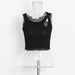 Color-Black-Autumn Fashionable Asymmetric Thread Hollow Out Cutout Sling Bottoming Shirt for Women-Fancey Boutique