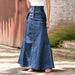 Women Clothing Skirt Loose Overknee Skirt Casual-Blue-Fancey Boutique