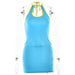 Women Sexy Halter Lace up Backless Sleeveless Top Short Pantskirt Two Piece Set Spring Summer-Blue-Fancey Boutique