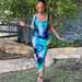 Color-Blue-Summer Printed Sleeveless Vest Top Split Skirt Two Piece Suit Women-Fancey Boutique