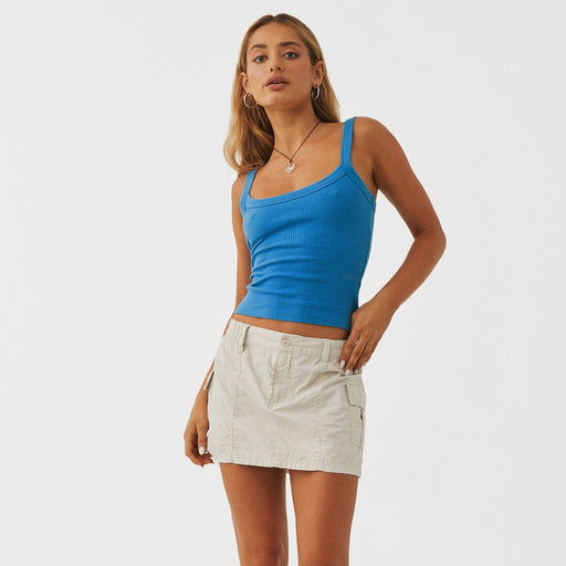 Color-Blue-Summer Sexy Sexy Women Camisole Outer Wear Thread Knitted Base Cropped Top-Fancey Boutique