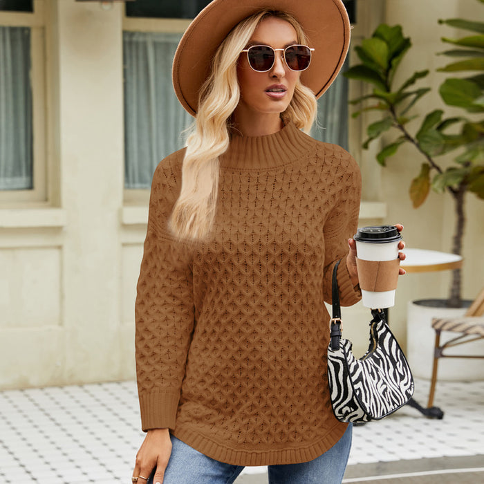Color-Brown-Autumn Winter Sweater Women Loose Lazy Knitwear Women Clothing Casual Knitted Top-Fancey Boutique