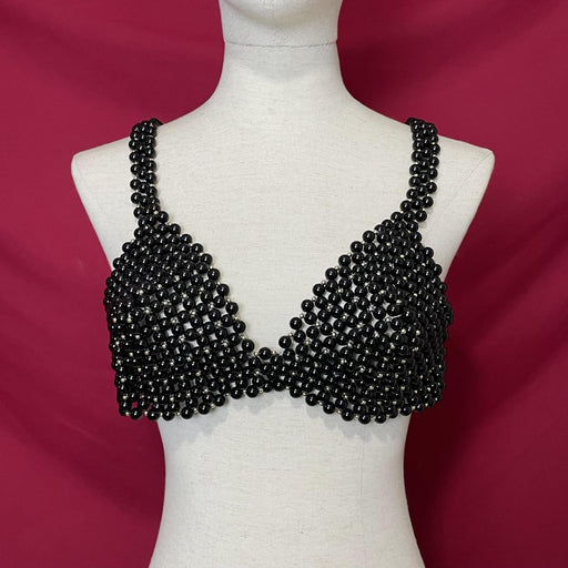 Color-Black-Bridal Wedding Accessories Pearl Body Chain Handmade Beaded Chest Accessories Sexy Bra Bikini Women Sling-Fancey Boutique