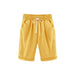 Color-Yellow-Women Casual Shorts Elastic Waist Loose Twill Shorts Women-Fancey Boutique