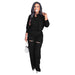 Color-Black-Long Sleeved Cardigan Short Top Suit Holes High Waist Trousers Two Piece Suit-Fancey Boutique