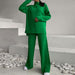 Color-Green Suit-Autumn Winter Long Sleeve Loose Casual Sweater Knitted Top Trousers Set-Fancey Boutique