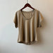 Three Dimensional Simple U Neck Short Sleeved T shirt for Women Summer Slimming Wide Sleeved Top-Brown-Fancey Boutique