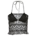 Spring Women Clothing Halter Backless Lace up Mesh Sexy Vest-Black-Fancey Boutique