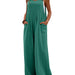 Color-Ocean green-Women Clothing Summer Jumpsuit Ethnic Solid Color Wide Leg Jumpsuit-Fancey Boutique