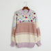 Color-Brown-Idle Mohair Sweater Autumn Winter Sweet Sequ Floral Gradient Loose Knitted Women Top-Fancey Boutique