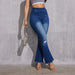 Ripped Slim Fit Wide Leg High Waist Elastic Waist Jeans for Women-Fancey Boutique