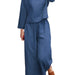 Color-Blue-Casual Loose Solid Color Shirt Long Sleeve Trousers Two Piece Set-Fancey Boutique