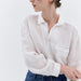 Office Pure Linen Long-Sleeved Shirt Summer Contrast Color Women Small Organ Pleated Single Breasted Collared Shirt-Fancey Boutique