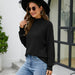 Color-Black-High Collar Knitted Sweater Women Autumn Winter Solid Color Long Sleeve Pullover Knitting Bottoming Shirt-Fancey Boutique