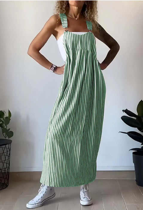 Summer Women Striped Overall Skirt-Green-Fancey Boutique