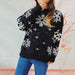 Color-Black-Autumn Winter Thickened Year Sweater Christmas Snowflake Round Neck Long Sleeve Knitted Pullover-Fancey Boutique