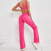 Color-Coral Red-Autumn Sand Hollow Out Cutout Beauty Back One Piece Peach Hip Lifting Sport Workout Clothes Micro Pull Yoga Jumpsuit Jumpsuit-Fancey Boutique